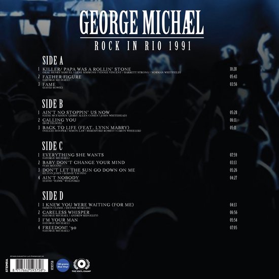 George Michael - Rock In Rio 1991 (Transparent Blue Vinyl) 2LP – תמונה 3